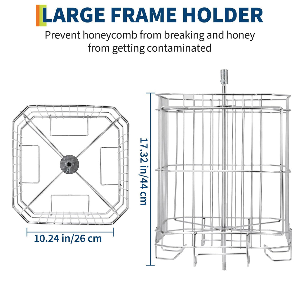 Garvee Manual Honey Extractor 4-Frame Stainless Steel with Adjustable Legs Transparent Lid Beekeeping Tool for Apiaries