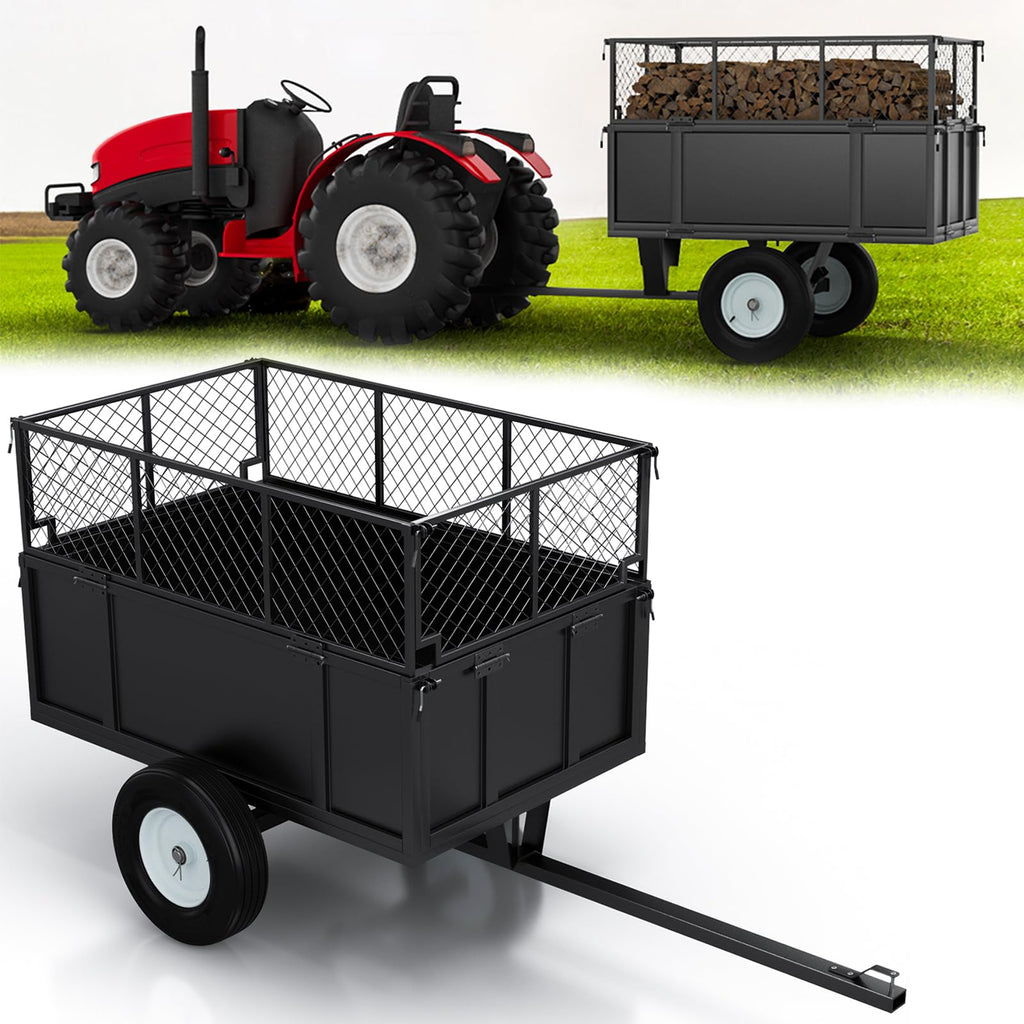 Garvee Heavy Duty Utility Trailer for ATV UTV 750lbs Capacity, 17 Cu. Ft. Bed, Removable Sides, Steel Frame, Pneumatic Tires, Hitch Compatible, Yard and Farm Use