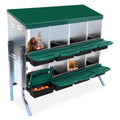 Garvee 8-Compartment Galvanized Steel Chicken Nest Box - 0.8mm Green w/Tilt Design, Vent Holes, Removable Trays & Stand for Coops