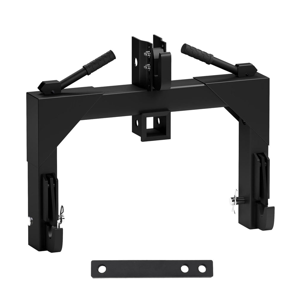 Garvee 3-Point Quick Hitch for Cat 0 & 1 Tractors - 3000 lbs Lift, 2" Receiver, 3" Steel Tubing, Adjustable 15"-18" Level, Black, Easy Install