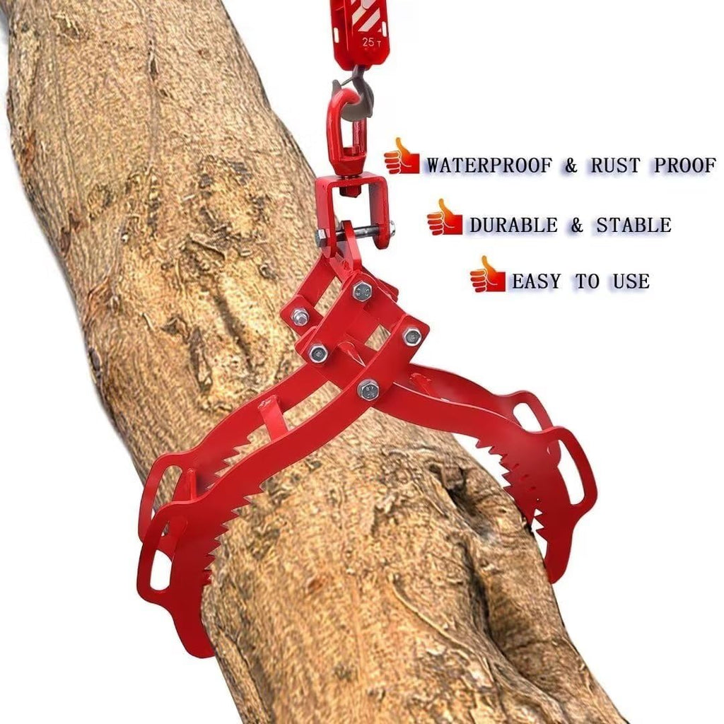 Garvee 32 Inch Log Lifting Tongs Heavy Duty Steel Grapple with 4 Claws, Corrosion Resistant, Orange, Industrial Use