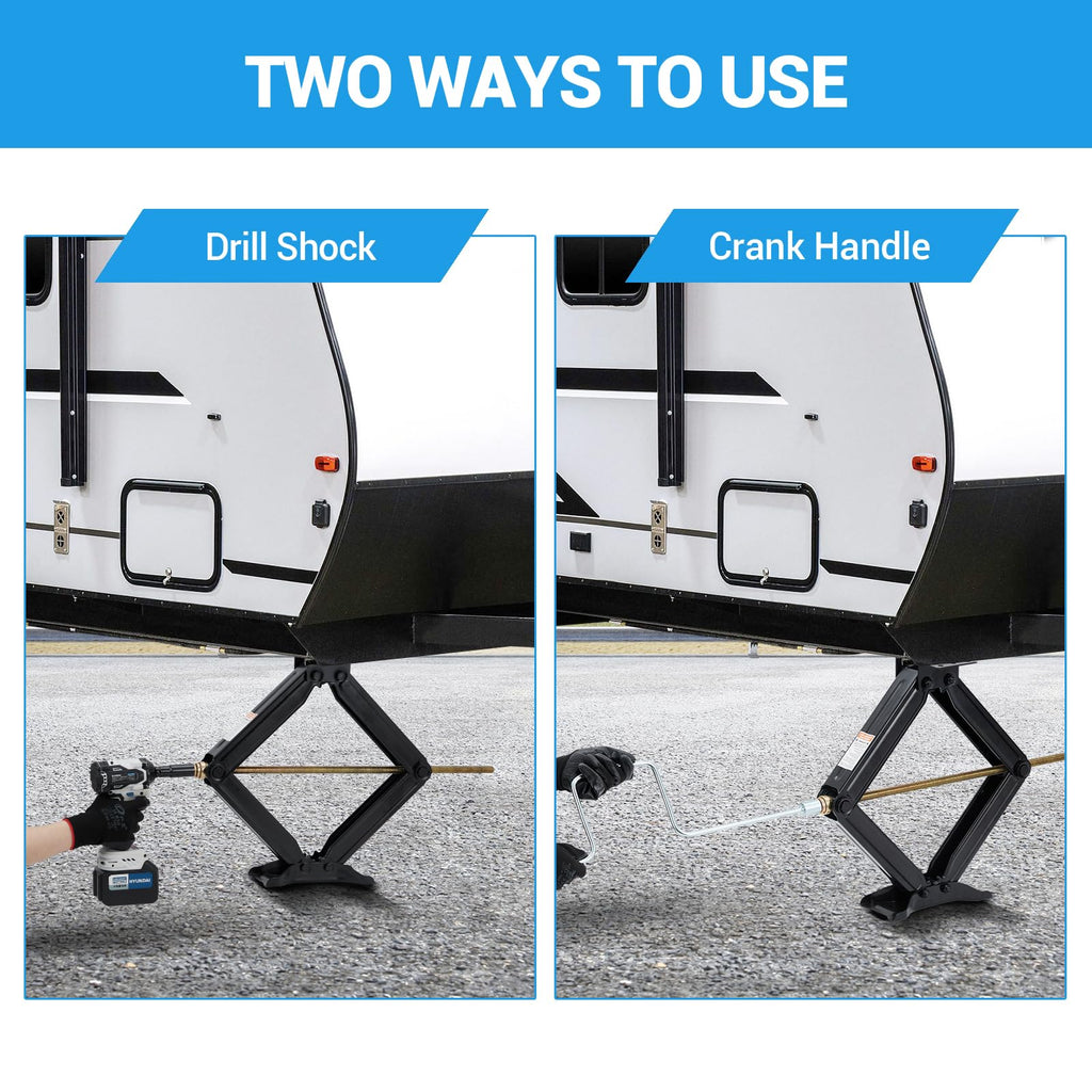 Garvee 24" RV Scissor Jack 7500lb Heavy Duty Leveling Crank Handle Powder-Coated Steel Stable Base Adjustable 4"-24" Travel Trailers Campers
