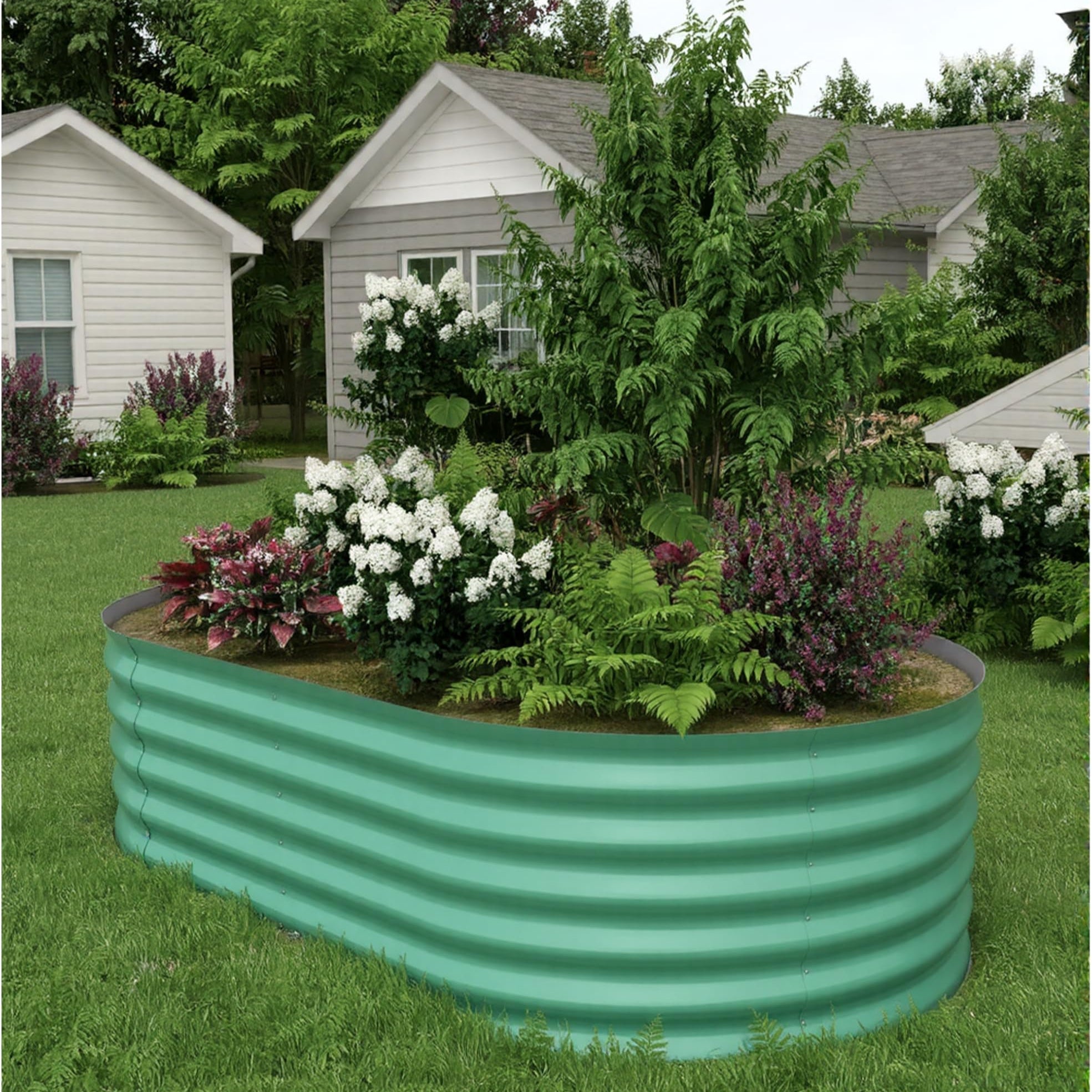 Garvee  8' X 4' X 1.5' Raised Garden Bed,Galvanized Raised Planter Boxes Outdoor with Easy Assembly, Large Garden Bed for Vegetables, Fruits, Flower,Raised Garden Bed,Green