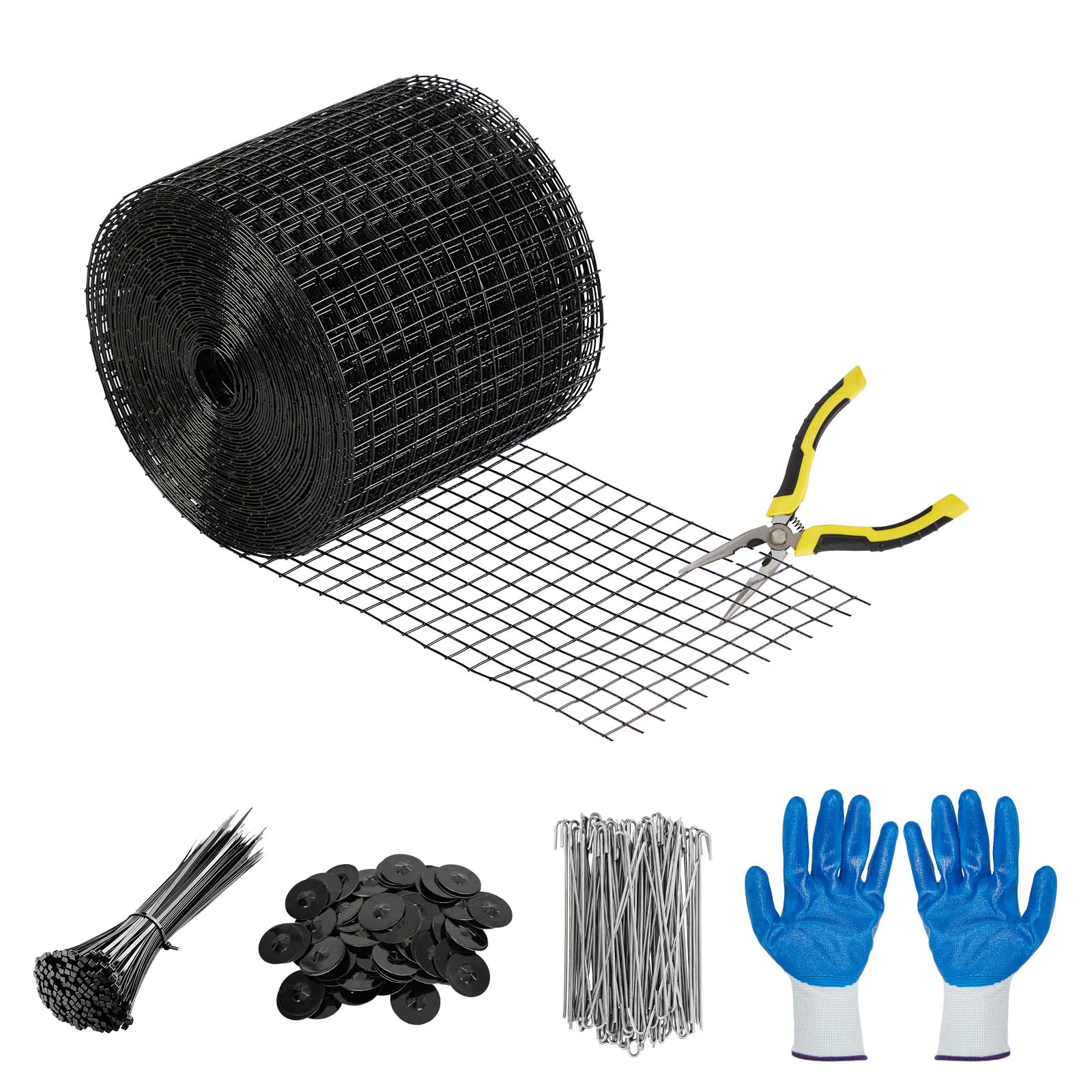 Garvee Solar Panel Bird & Critter Guard Kit 6“ x 50‘ PVC Coated Wire Mesh 1/2" Critter-Proof Mesh Includes Fasteners Gloves Pliers Outdoor Protection