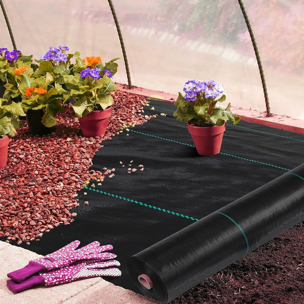 Garvee Weed Barrier Landscape Fabric 3.2 OZ Heavy Duty Polypropylene UV-Resistant Driveway Garden Cloth for Weed Control, Water Permeable, Easy Install, Landscaping