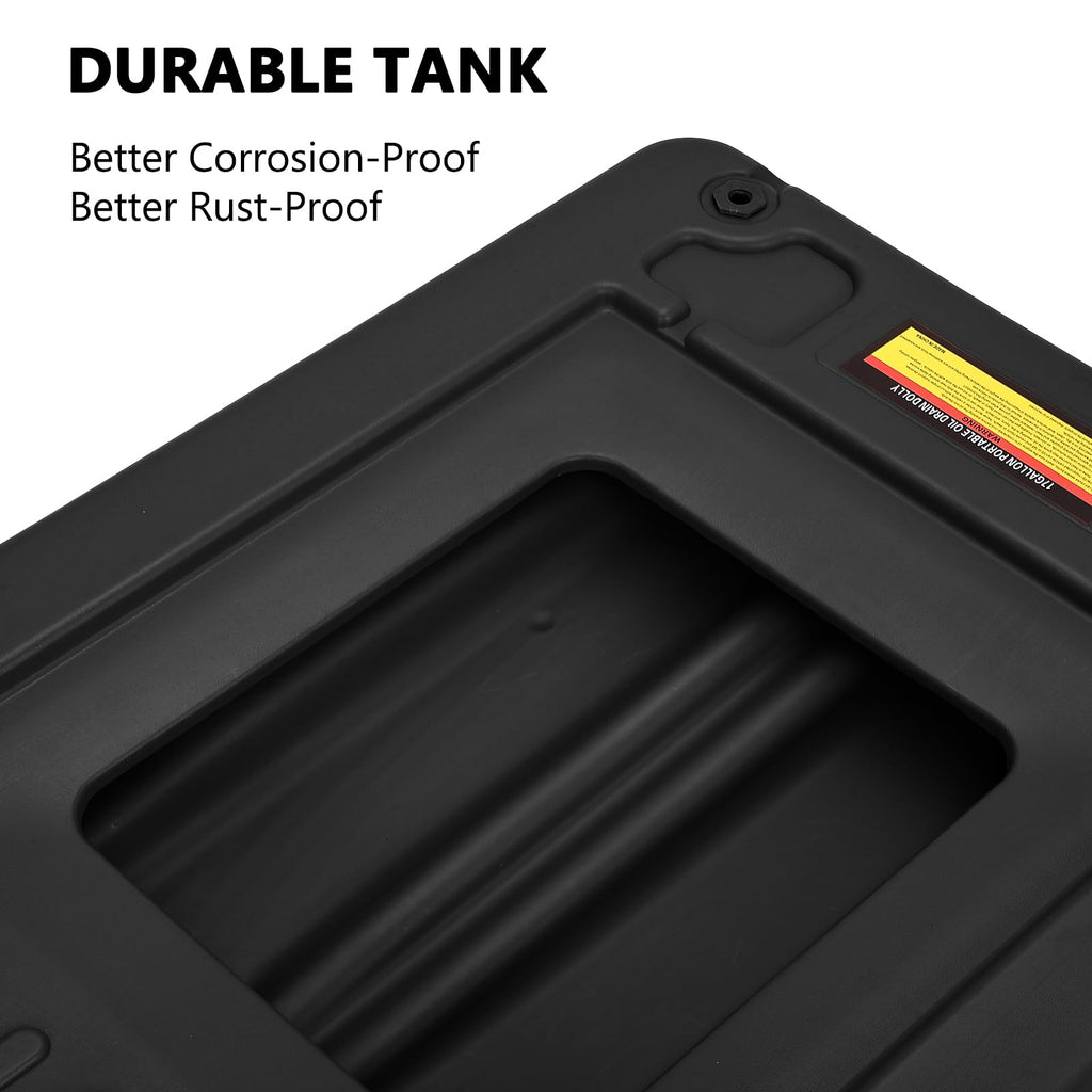 Garvee 17 Gallon Oil Drain Pan with Pump & 8 Ft Hose, Low Profile, T Folding Handle, Polypropylene, Wheels, for Trucks Cars SUVs