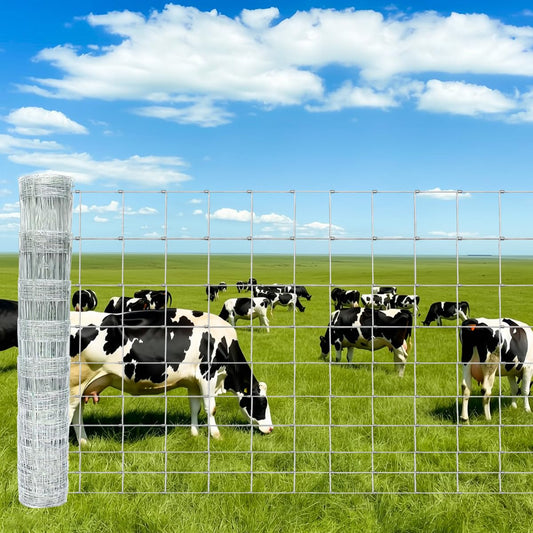 GARVEE 5'x164' Heavy Duty Galvanized Wire Mesh - 14-Gauge Steel Fence for Pasture/Stable/Yard Enclosure (Farm Fencing)
