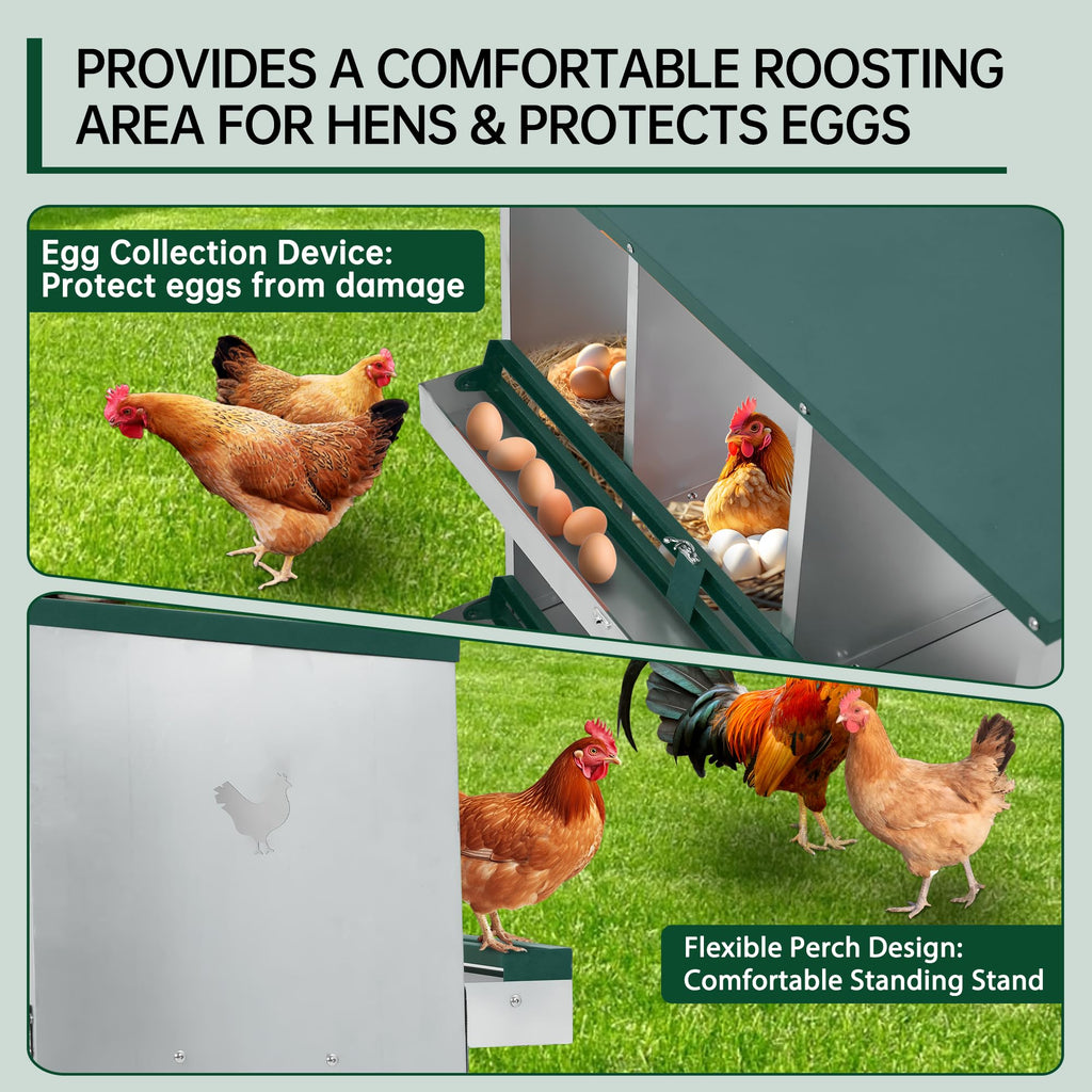 Garvee Chicken Nesting Box 8 Holes Heavy Duty Galvanized Steel Two-Tier Egg Collection Manual Included for Chicken Coop