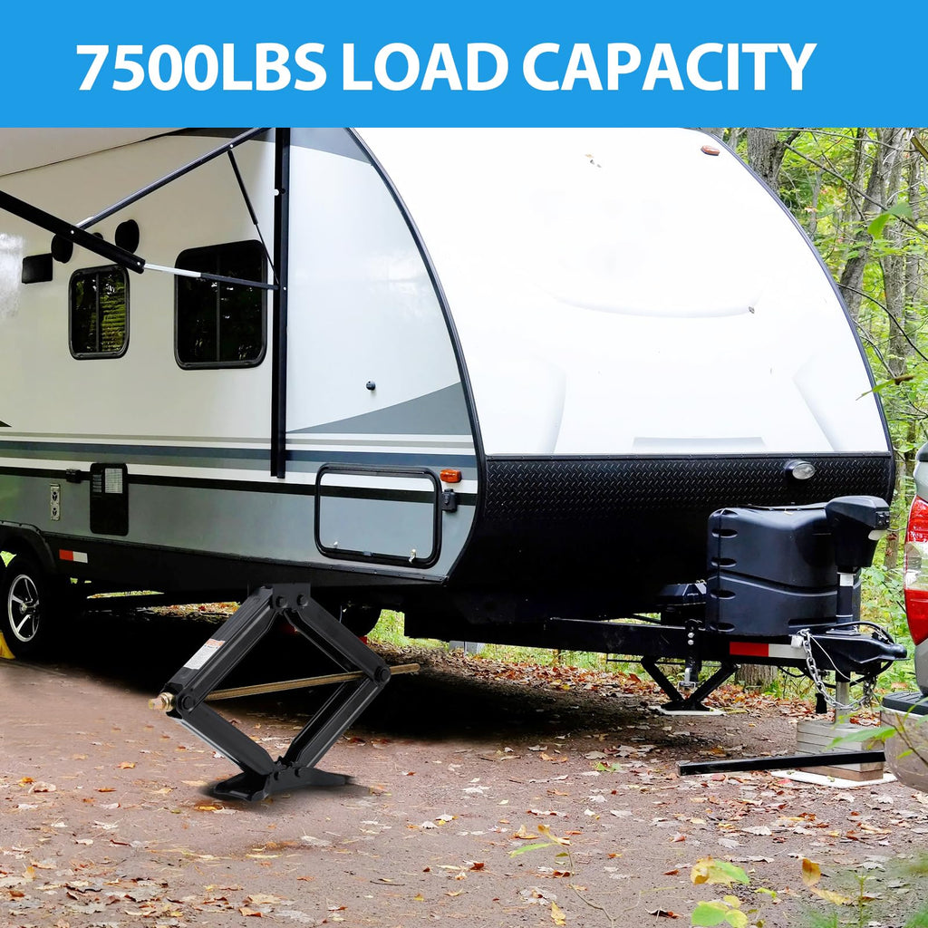 Garvee 24" RV Scissor Jack 7500lb Heavy Duty Leveling Crank Handle Powder-Coated Steel Stable Base Adjustable 4"-24" Travel Trailers Campers