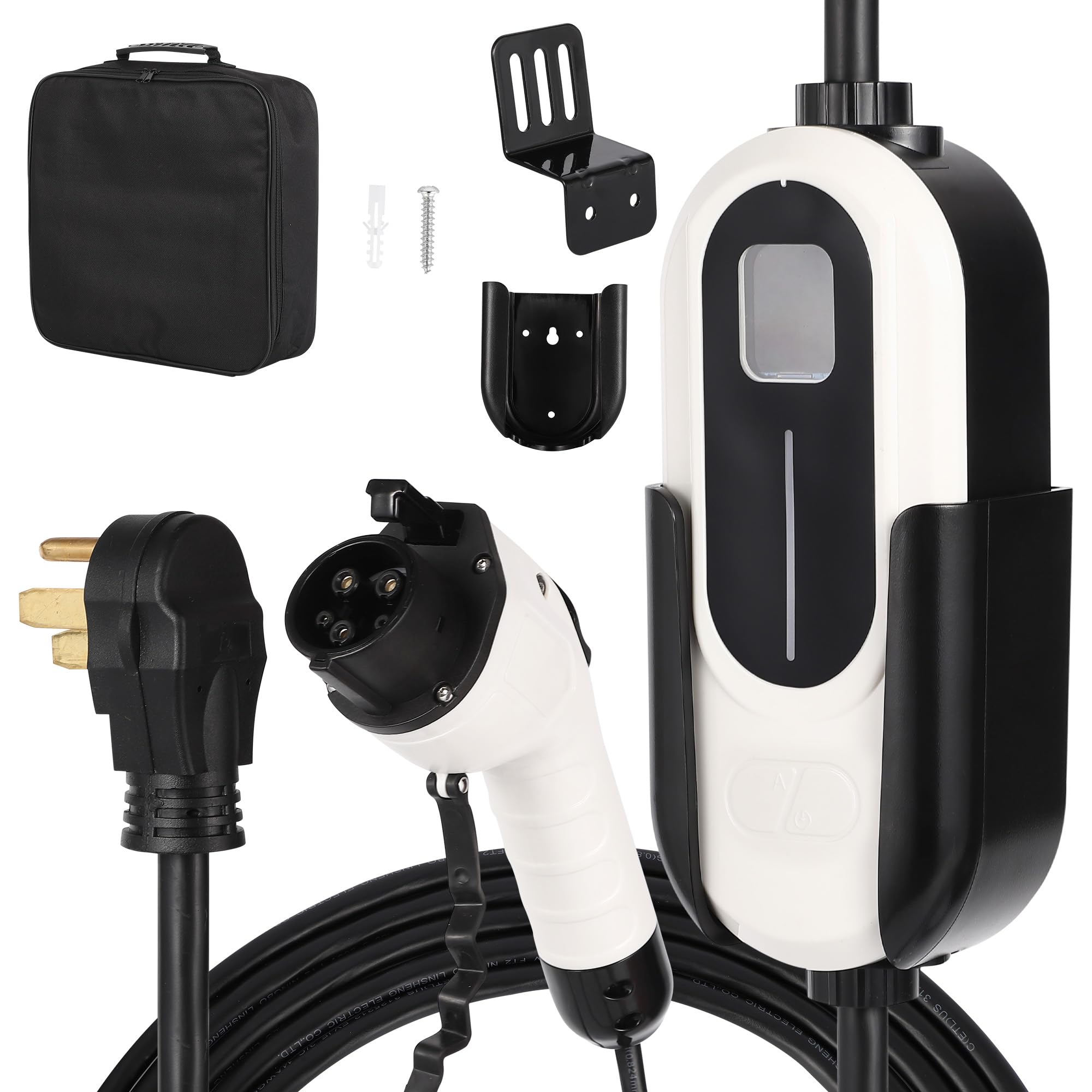 Garvee Level 2 EV Charger, 40A 240V Voltage, NEMA 14-50 Plug, 25ft Cable, Adjustable Current/Delay Timer, SAE J1772 Listed Portable Electric Vehicle Charging Stations for Indoor/Outdoor Use, WiFi Enabled