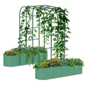 Garvee Galvanized Raised Garden Bed with 96" Vertical Arch Trellis - Rust-Resistant, Expandable Trellis - Steel, Plant Clips, Drainage Netting - Outdoor Garden, Patio, Green