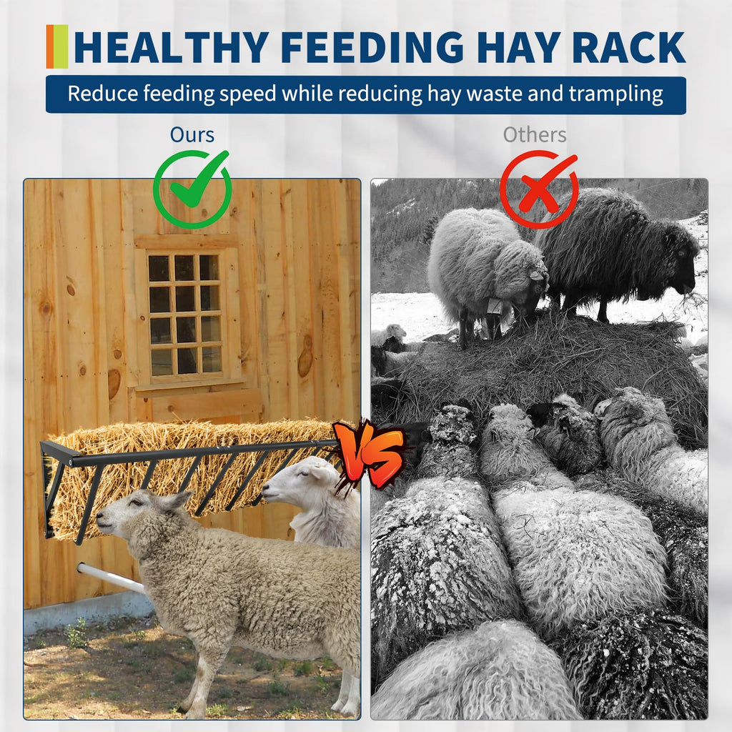 Garvee Wall Mount Hay Rack Livestock Feeder 63" Long 67 Gallon Capacity Heavy Duty Carbon Steel Easy Install Rust-Resistant Indoor Outdoor Use