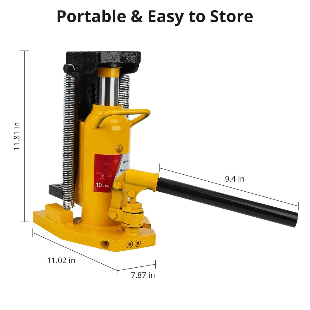 Garvee Toe Jack Hydraulic Jack 5-10 Ton Heavy-Duty Steel Manual Hand Pump Portable for Farm Vehicles Machinery Industrial Use
