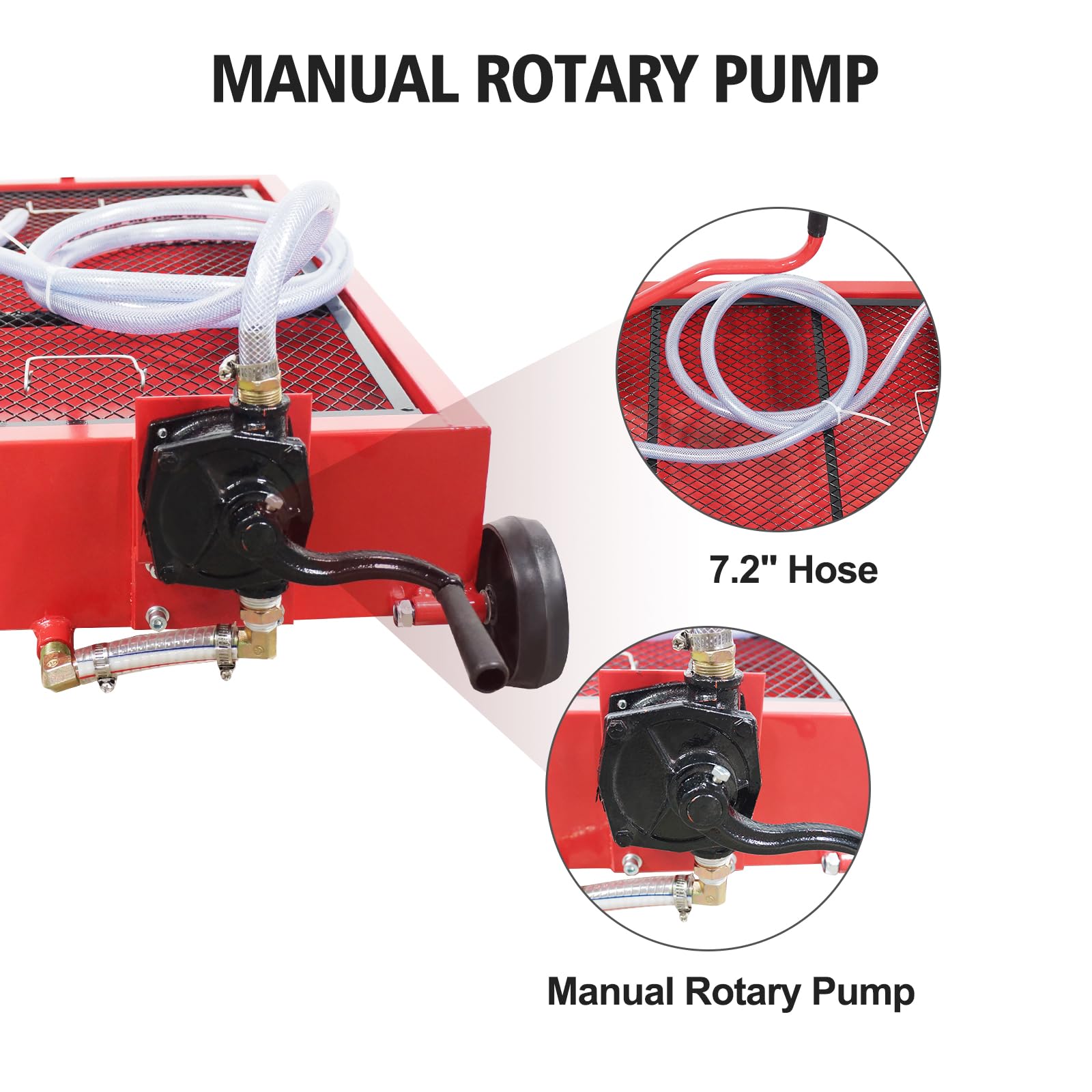 Garvee Low Profile Oil Drain Pan 15-Gallon Capacity Manual Rotary Pump Durable Plastic Wheels 7.2 Inch Hose for Cars Trucks SUVs