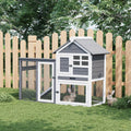 Garvee 2-Story Wooden Rabbit Hutch with Waterproof Roof, Pull-Out Tray, Lockable Doors, Anti-Chewing Metal, Indoor Outdoor Small Pet Cage