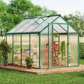 Garvee 6x8 FT Polycarbonate Greenhouse with Roof Vent, Lockable Push Door, Aluminum Frame, Ground Nails, Large Walk-in for Garden Patio Lawn