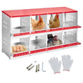 GARVEE Galvanized Steel Nesting Box - 6 Compartments w/Vented Holes, Swing Perch & Removable Dividers for Easy Coop Installation