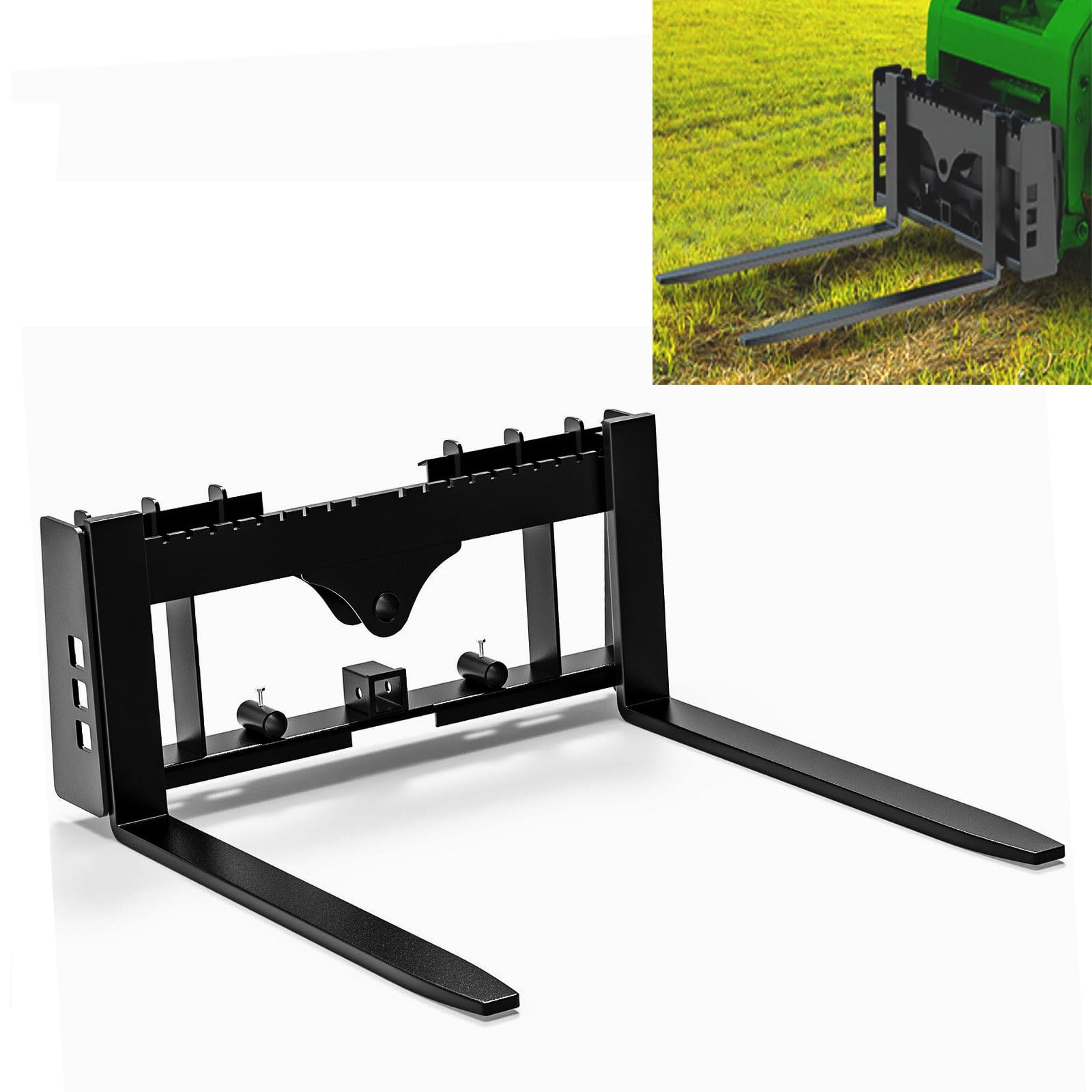 Garvee Skid Steer Pallet Fork Frame Attachment 4000 Lbs Capacity Quick Tach 48" Steel Adjustable Forks Universal Fit