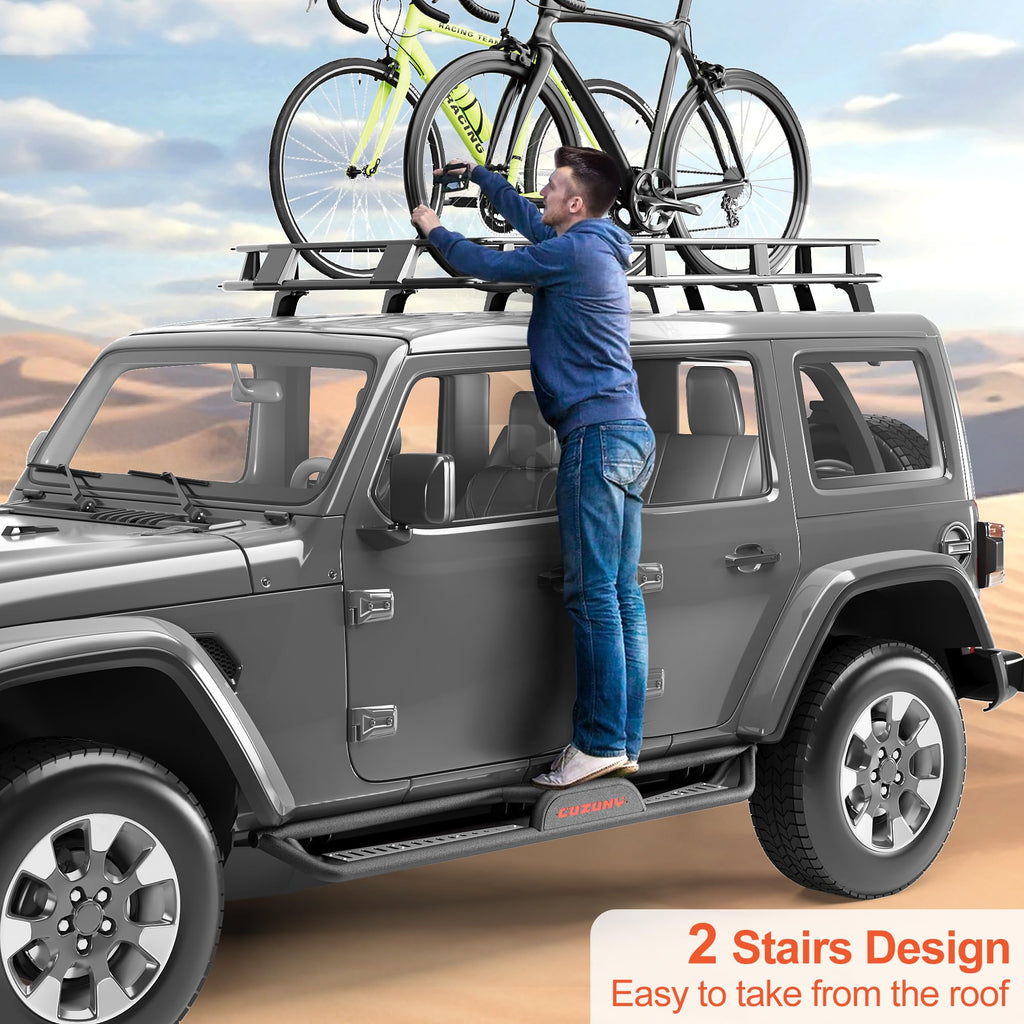 Garvee 6 Inch Running Boards for Jeep Wrangler JL 4DR 550LB Load Capacity Non-Slip Powder Coated Carbon Steel Bolt-On Side Steps Outdoor Use
