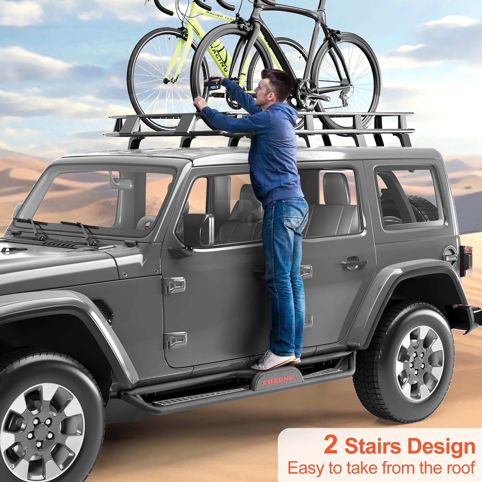 Garvee 6 Inch Running Boards for Jeep Wrangler JL 4DR 550LB Load Capacity Non-Slip Powder Coated Carbon Steel Bolt-On Side Steps Outdoor Use