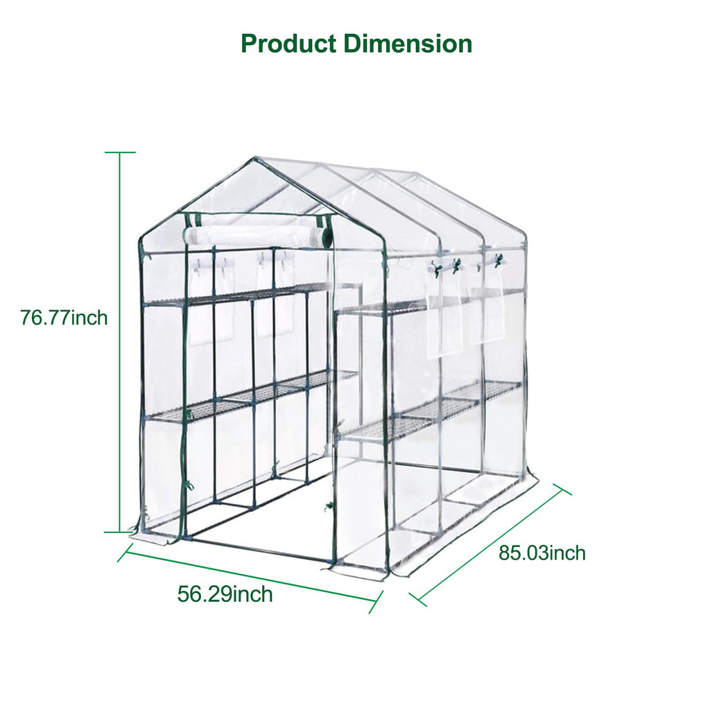 Garvee 85" x 56" x 77" Walk-In Greenhouse, Heavy-Duty Outdoor Plant Tent with UV-Resistant Weatherproof Cover, Mesh Vent Windows for Garden, Backyard & Patio, Transparent
