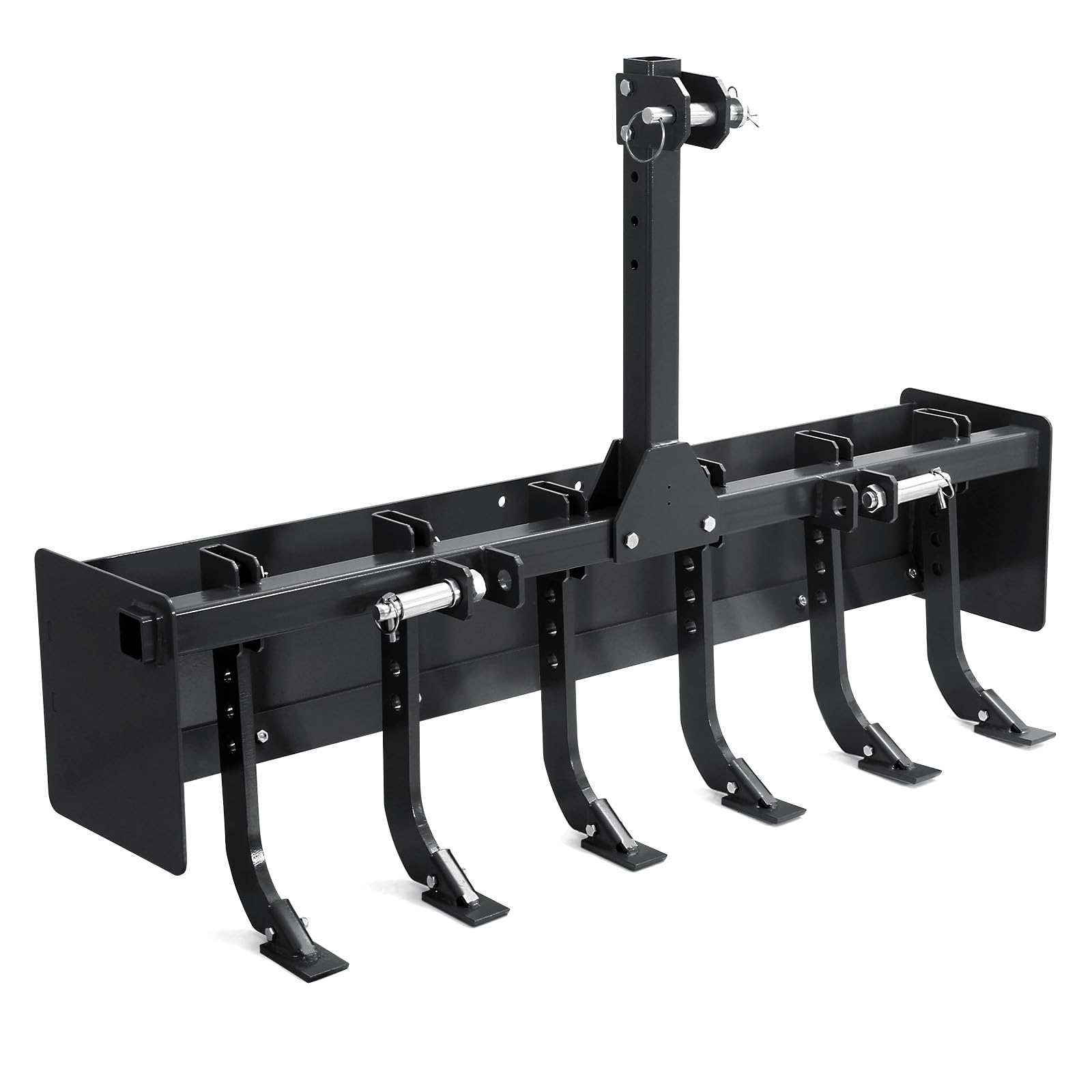 Garvee 55" Box Blade Tractor Scraper, 6 Ripper Shanks, 3 Point Hitch, Carbon Steel, Rust-Proof Coating, CAT-0 & CAT-1 Compatible, Farming & Garden Use