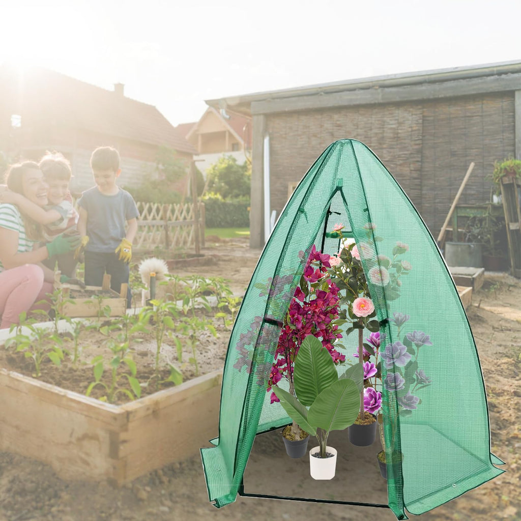 Garvee Outdoor Greenhouse for Plants, Hexagonal Portable Plant House with PE Cover, Zipper Door, Mesh Window, Stable Frame—Weather & Animal Protection for Vegetables, Flowers, Fruits, Herbs