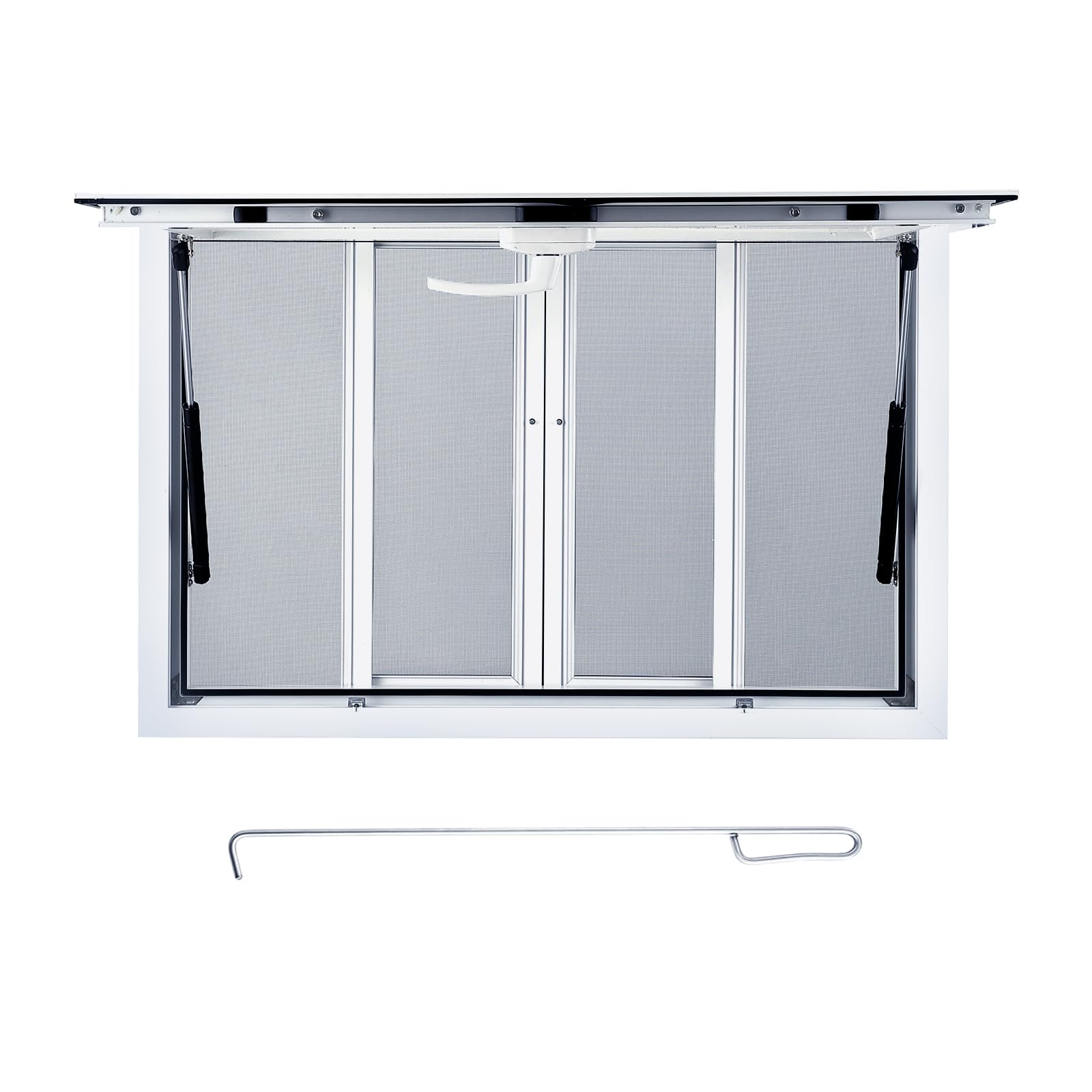 Garvee 36"x24" Concession Window, Aluminum Alloy with 4 Sliding Screens, Awning Door, Drag Hook for Food Trucks