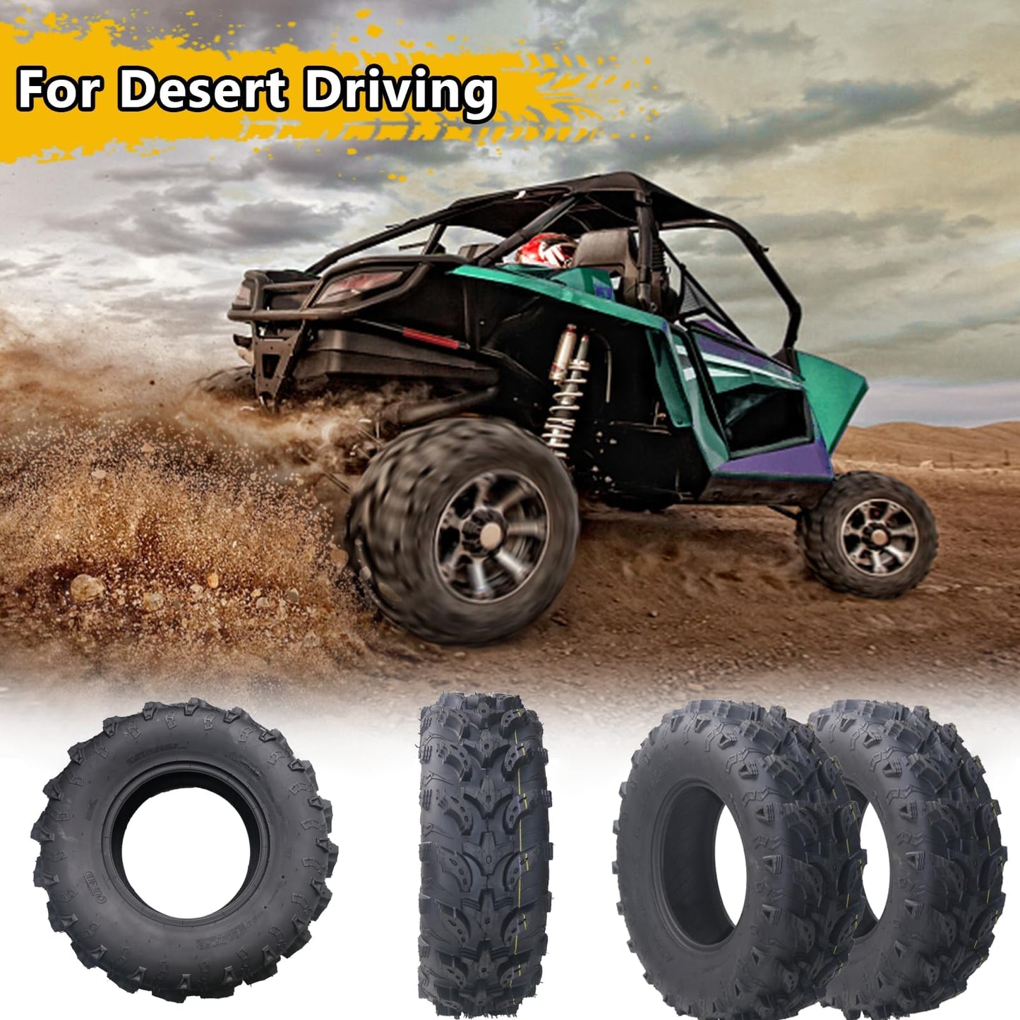 Garvee Set of 2 26x10-12 All Terrain ATV UTV Tires Tubeless 6-Ply Durable Sport Tires Aggressive Tread Mini Bike Fit Off-Road