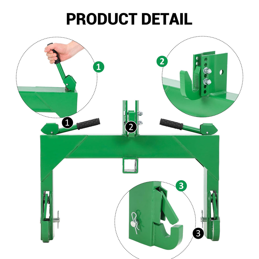 Garvee 3-Point Quick Hitch Category 1 Tractor Adaptor, 3000 Lb Lift, No Bushings, Red Powder Coat, Heavy Duty Steel, Fits Most Category 1 Tractors, Versatile Use