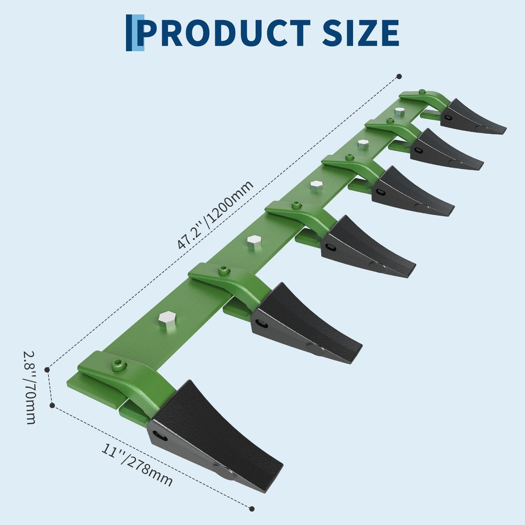 Garvee 48" Steel Bucket Tooth Bar for Tractor Loader, 4,560 Lbs Load Capacity, Removable Teeth, Powder Coated, Fits Cutting Edges ≤1/2",  Effortless Installation, Excavation Use