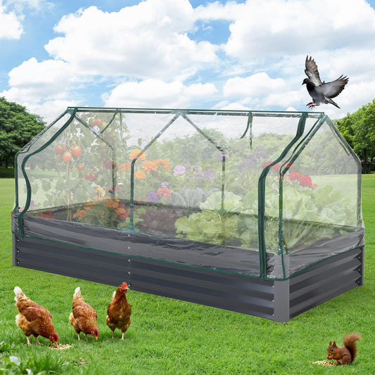 Garvee Galvanized Raised Garden Bed Kit Large Durable Planter with Reinforced Design & Optimal Drainage Steel Panels Easy Assembly for Outdoor Vegetable Gardening