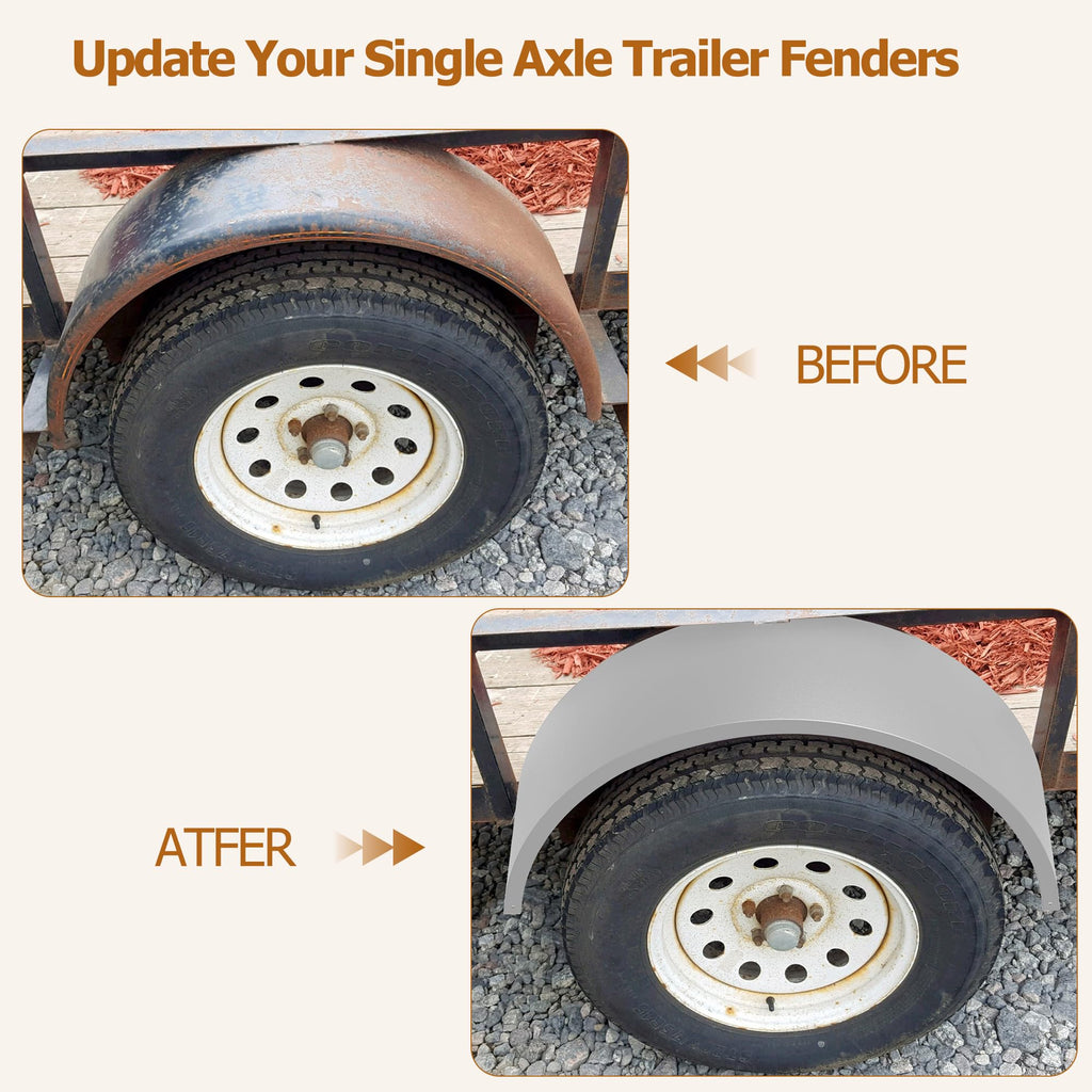 Garvee Single Axle Trailer Fenders for 14"-16" Wheels - Durable Steel, Rust-Resistant Electrophoretic Welding Surface, 32"x9"x15" for Utility and Landscape Trailers