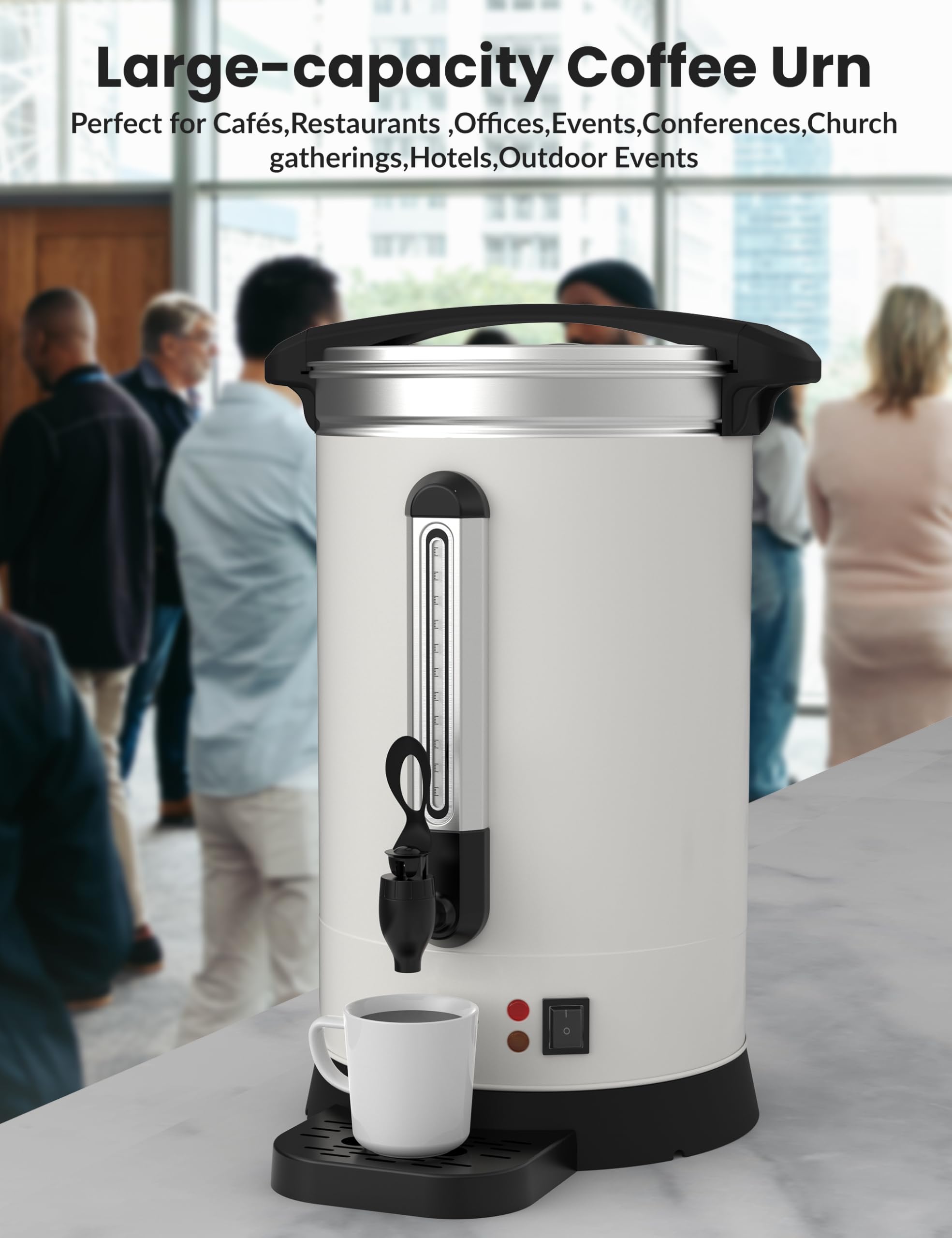 Garvee 80 Cups Coffee Urn,12L/3.2 Gallon Double Wall Commerical Coffee Maker for Buffet Catering Wedding Gathering,Large Capacity Hot Coffee Dispenser,Stainless Steel Hot Water Urn
