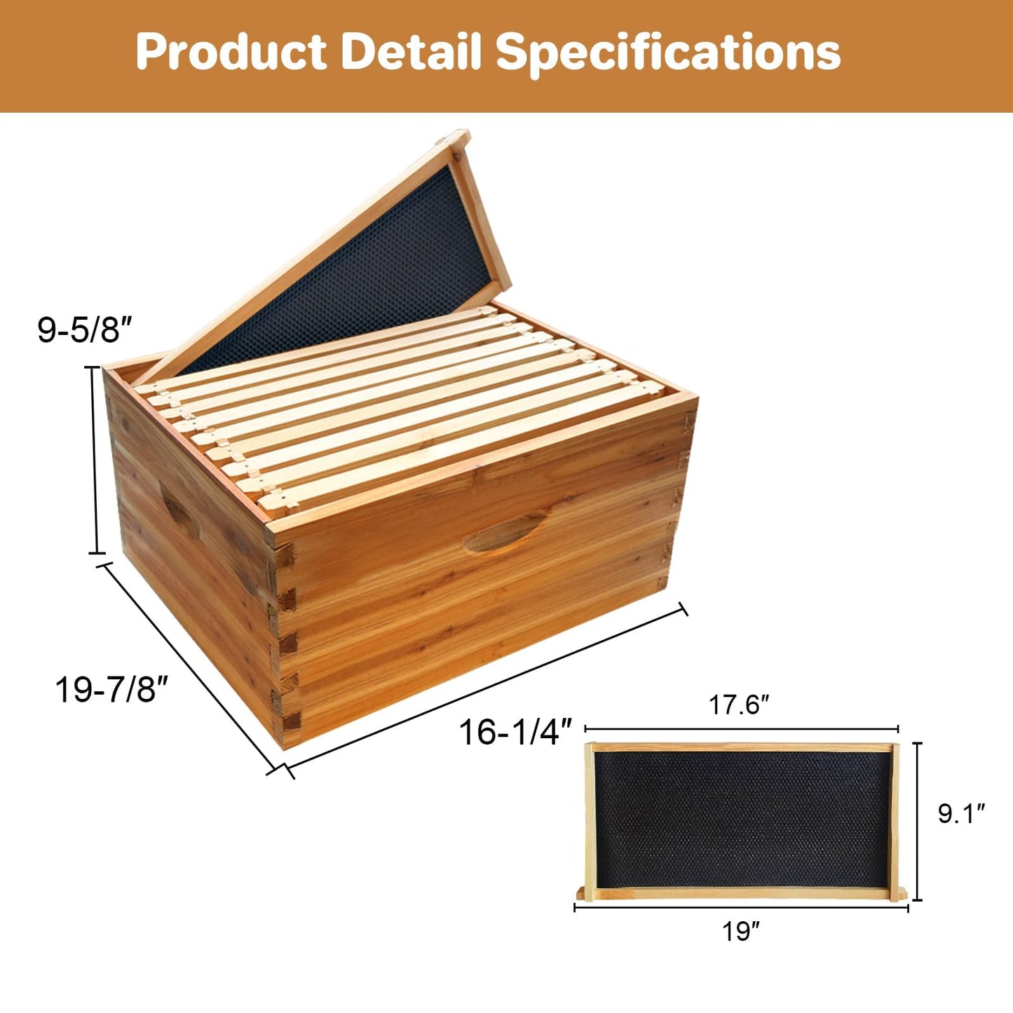 Garvee Deep Brood Bee Hive Kit Langstroth 10-Frame, Warp-Resistant Fir Wood, Beeswax-Coated, Pre-Drilled Holes, Tool-Free Assembly, Beekeeping Starter