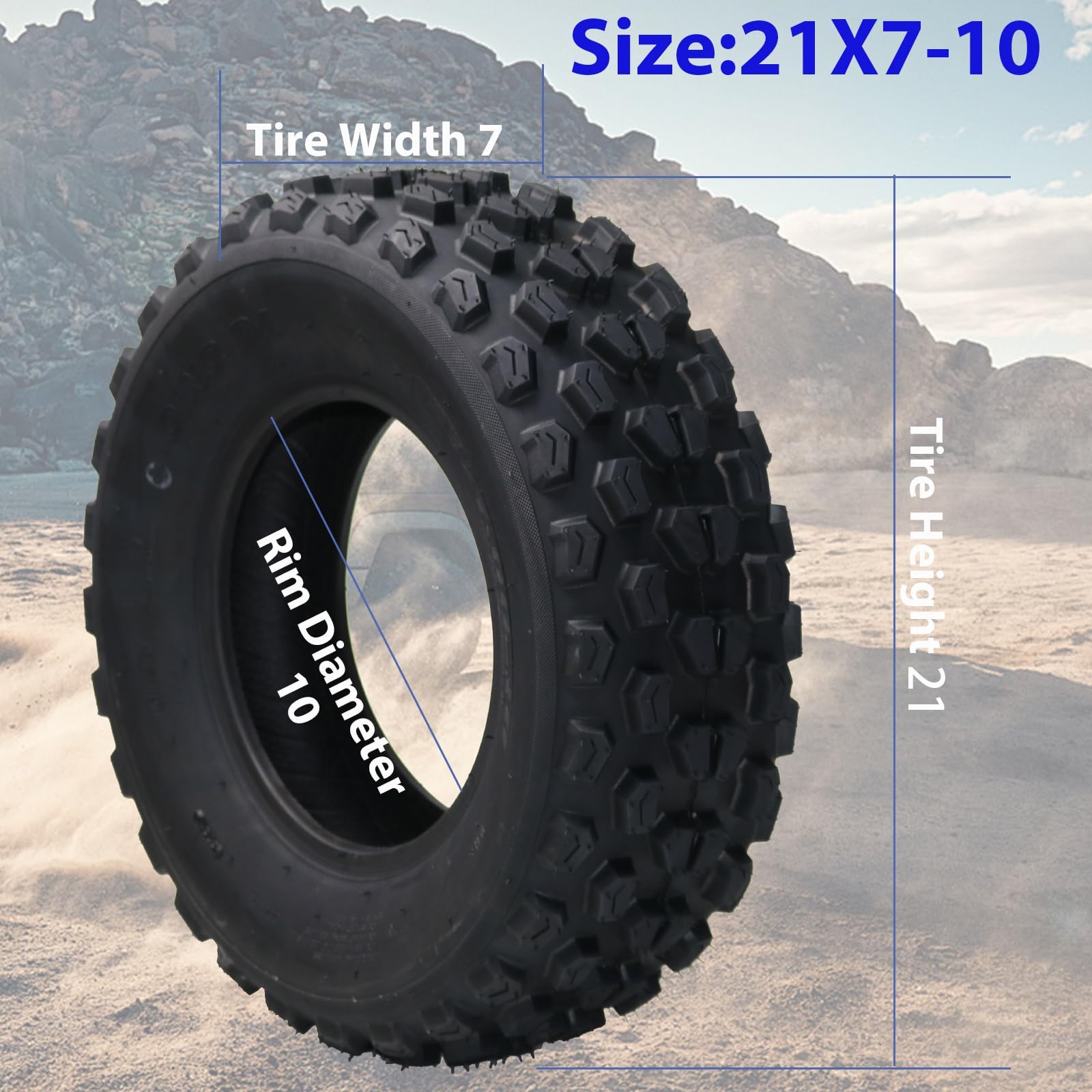 Garvee Set of 2 Mini Bike Tires 21x7-10 Tubeless 4 PR Durable All Terrain ATV UTV Go-Kart Off-Road