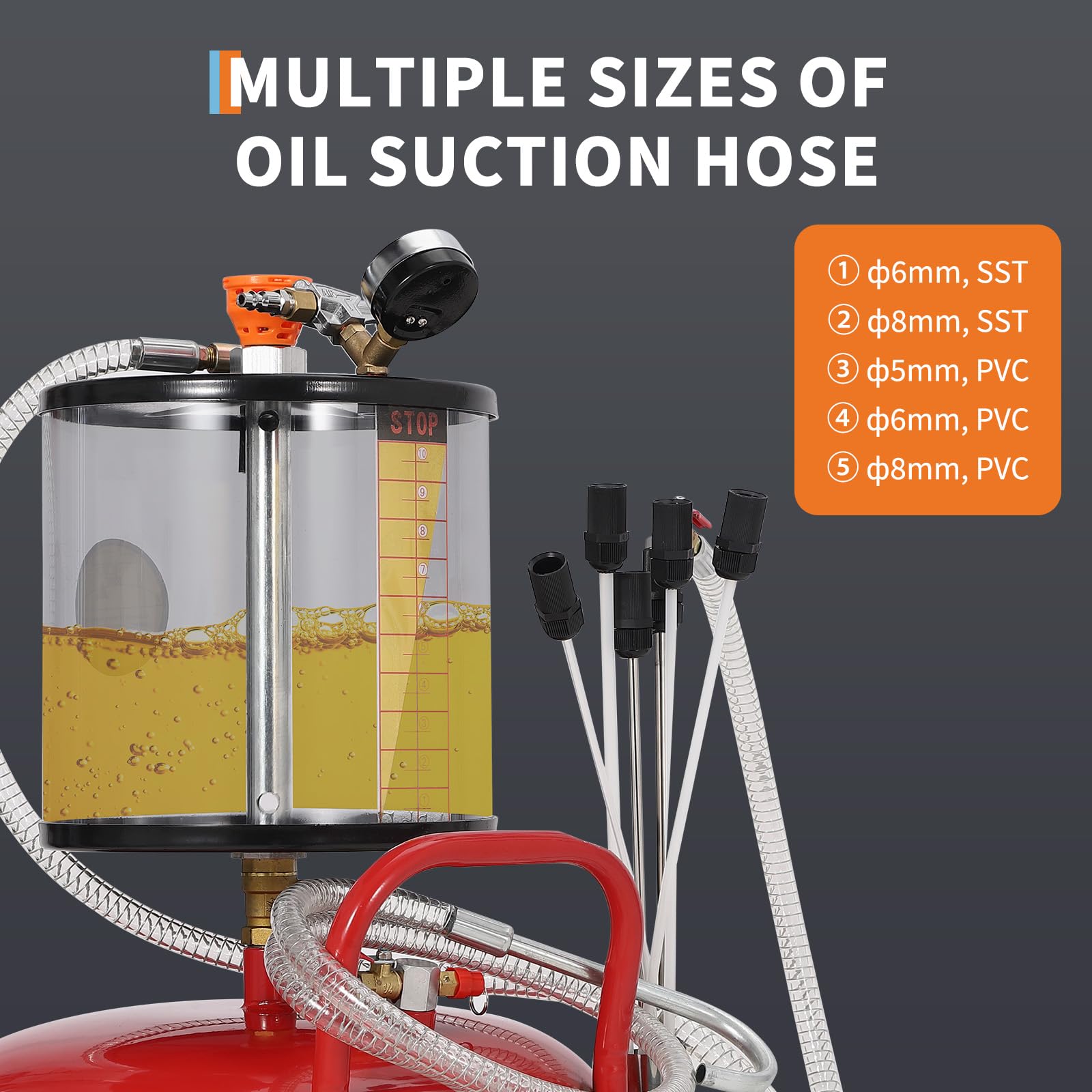 Garvee 20 Gallon Waste Oil Drain Tank, Air Operated Portable Oil Drainer with Adjustable Funnel & Measuring Cup, Heavy Duty Metal Construction, Wheels, for Automotive Workshops
