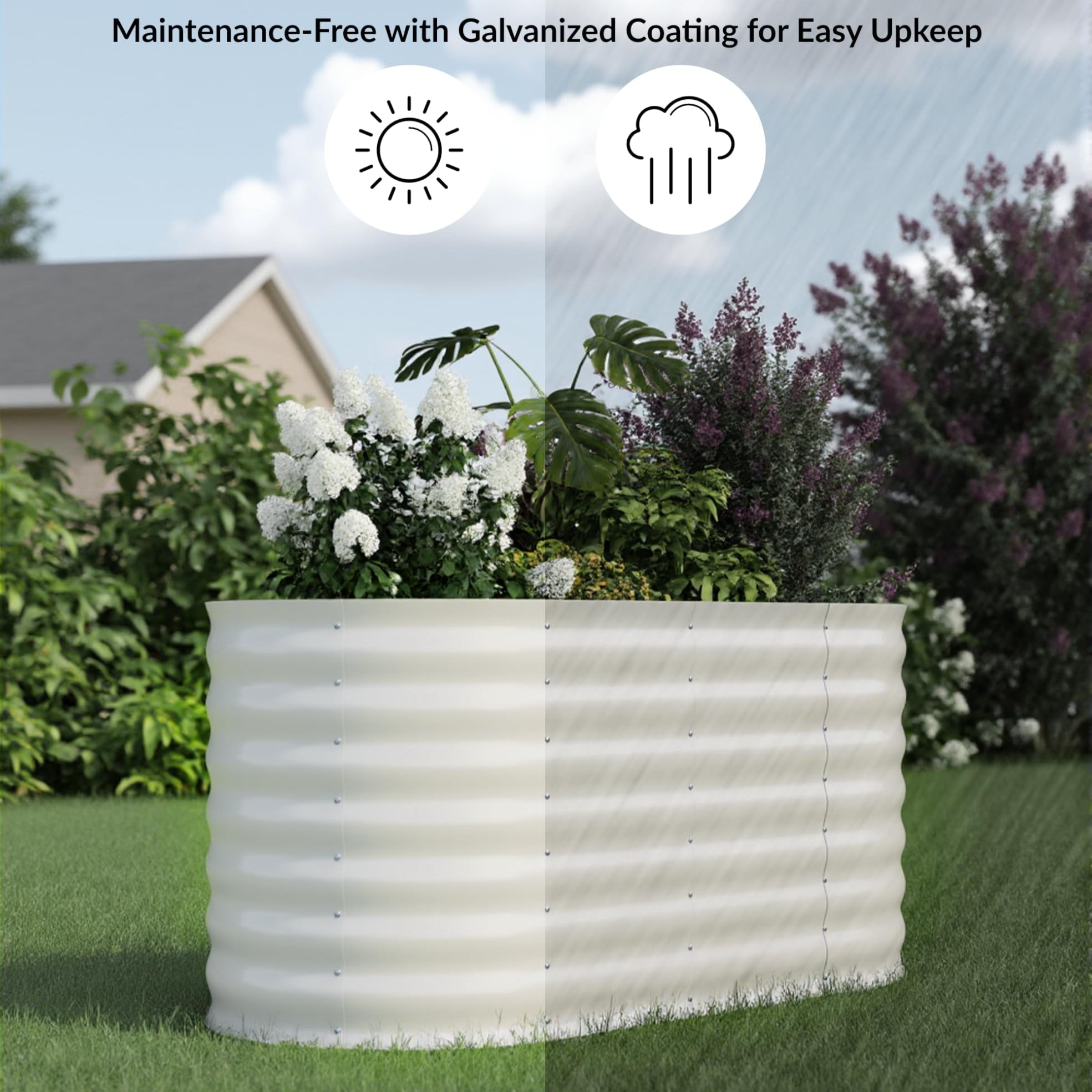 Garvee 4' X 2' X 2' Raised Garden Bed,Galvanized Raised Planter Boxes Outdoor with Easy Assembly, Large Garden Bed for Vegetables, Fruits, Flower,Raised Garden Bed,Beige
