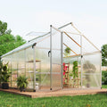 Garvee 8' × 10' Polycarbonate Greenhouse, Walk-In Garden House with Roof Vent, Silver