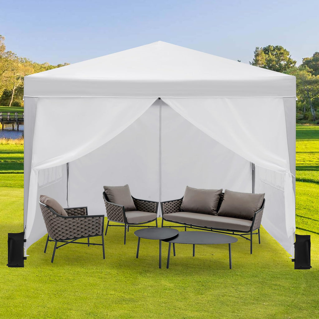 Garvee 10x10 Pop Up Canopy Tent Waterproof Instant Setup Roll-Up Windows Heavy-Duty Fabric Portable Gazebo for Camping Beach Parties Backyard