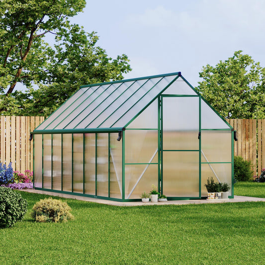 Garvee 8X16FT Polycarbonate Greenhouse with Aluminum Frame, Polycarbonate Greenhouse for Outdoors, Greenhouses with Ventilation and Rain Gutter, Aluminum Large Walk-in Greenhouses for Outside