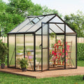 Garvee 6'x6' Outdoor Greenhouse Small Walk-in with Adjustable Ventilation Lockable Door Windproof Aluminum Frame Durable Polycarbonate Panels Backyard Gardening