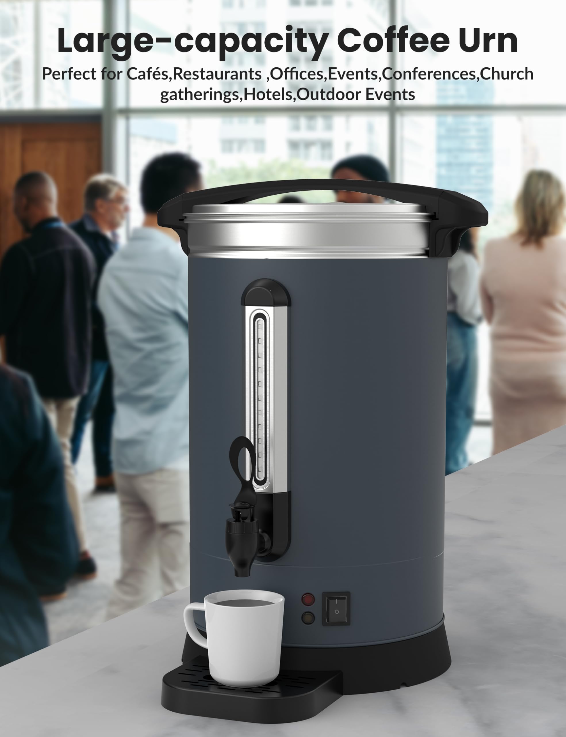 Garvee 100 Cups Coffee Urn,14L/3.8 Gallon Double Wall Commerical Coffee Maker for Buffet Catering Wedding Gathering,Large Capacity Hot Coffee Dispenser,Stainless Steel Hot Water Urn
