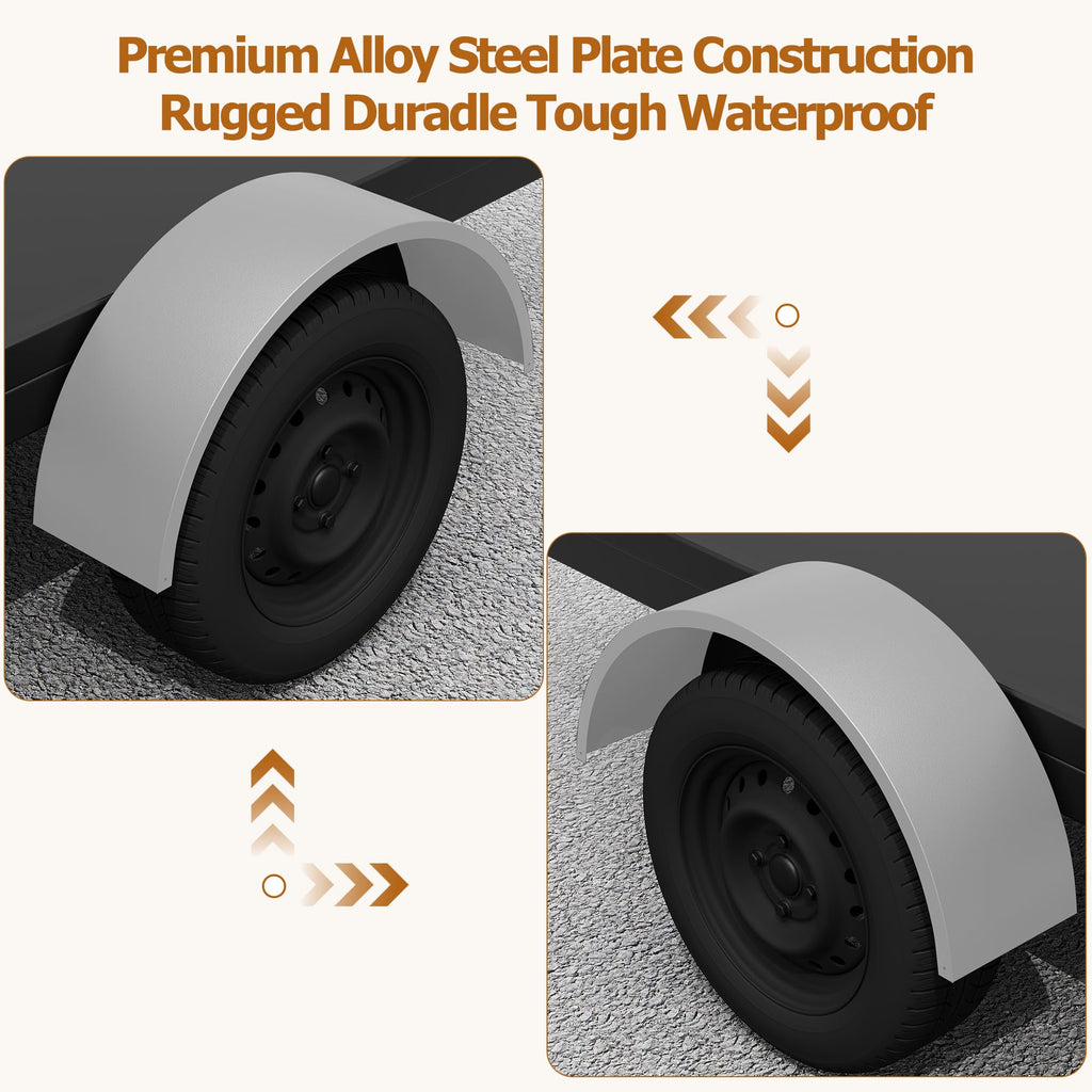 Garvee Single Axle Trailer Fenders for 14"-16" Wheels - Durable Steel, Rust-Resistant Electrophoretic Welding Surface, 32"x9"x15" for Utility and Landscape Trailers