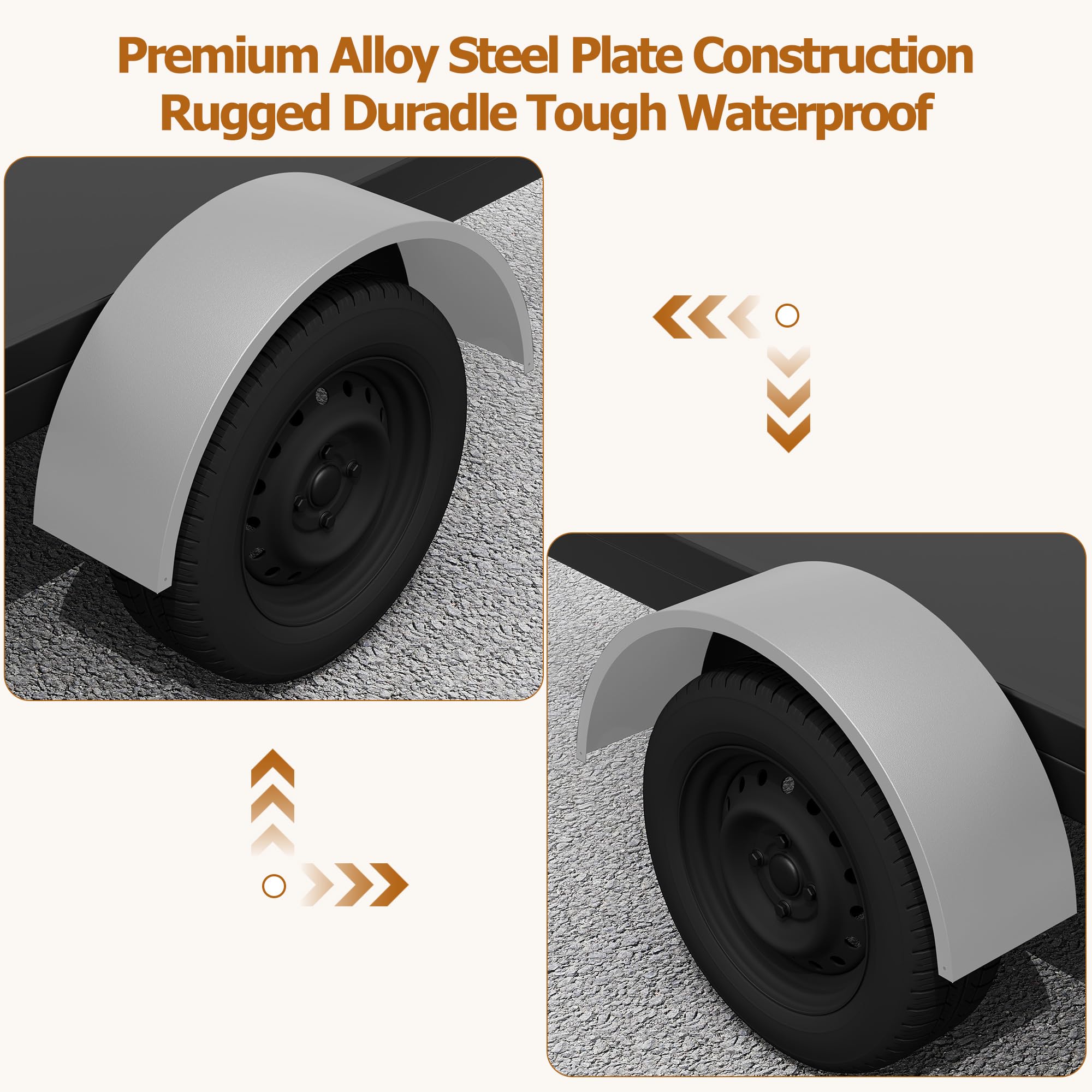 Garvee Single Axle Trailer Fenders for 14"-16" Wheels - Durable Steel, Rust-Resistant Electrophoretic Welding Surface, 32"x9"x15" for Utility and Landscape Trailers