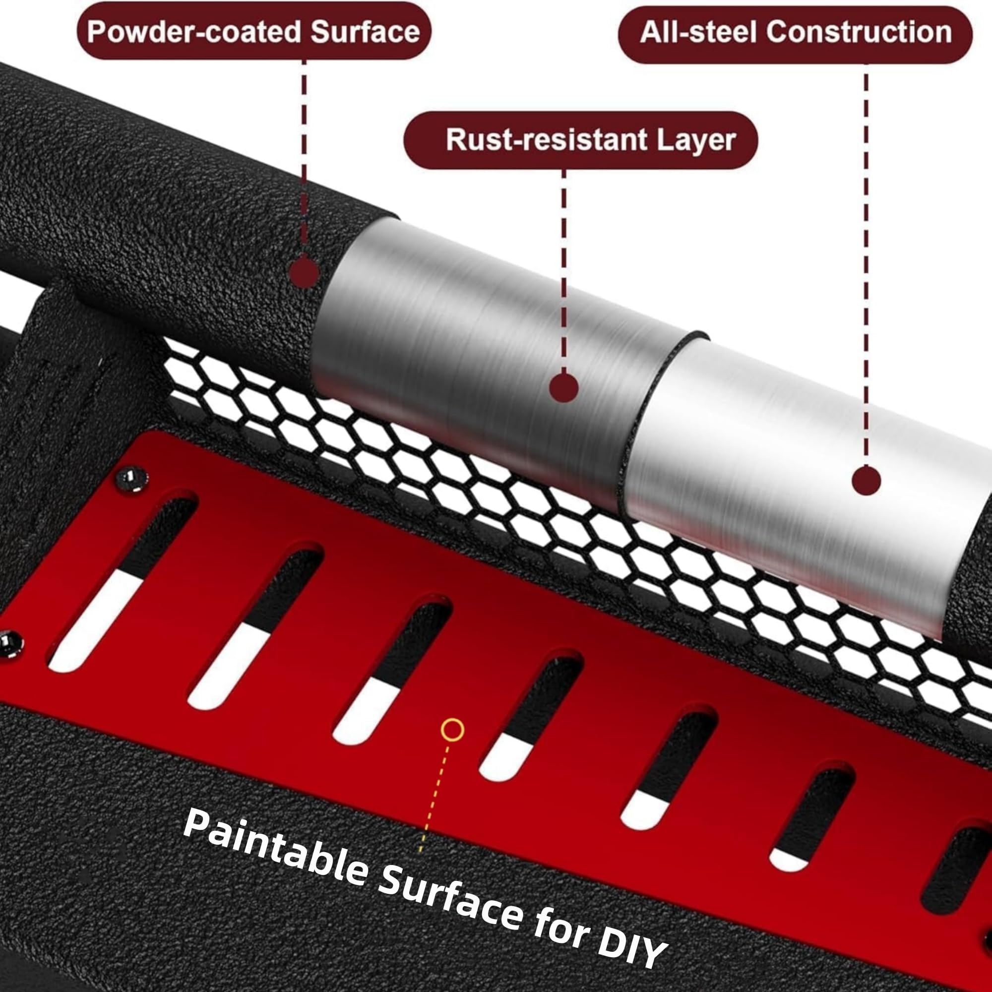 Garvee 6" Drop Running Boards for 2007-2018 Jeep Wrangler JK 4 Door, Black Powder Coated Side Step Bars