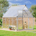 Garvee 6x7 FT Polycarbonate Walk-In Greenhouse – Sturdy Aluminum Frame, Lockable Door, Adjustable Roof Vent, Easy Assembly – Fits Outdoor Garden, Backyard, Patio, Lawn – Silver