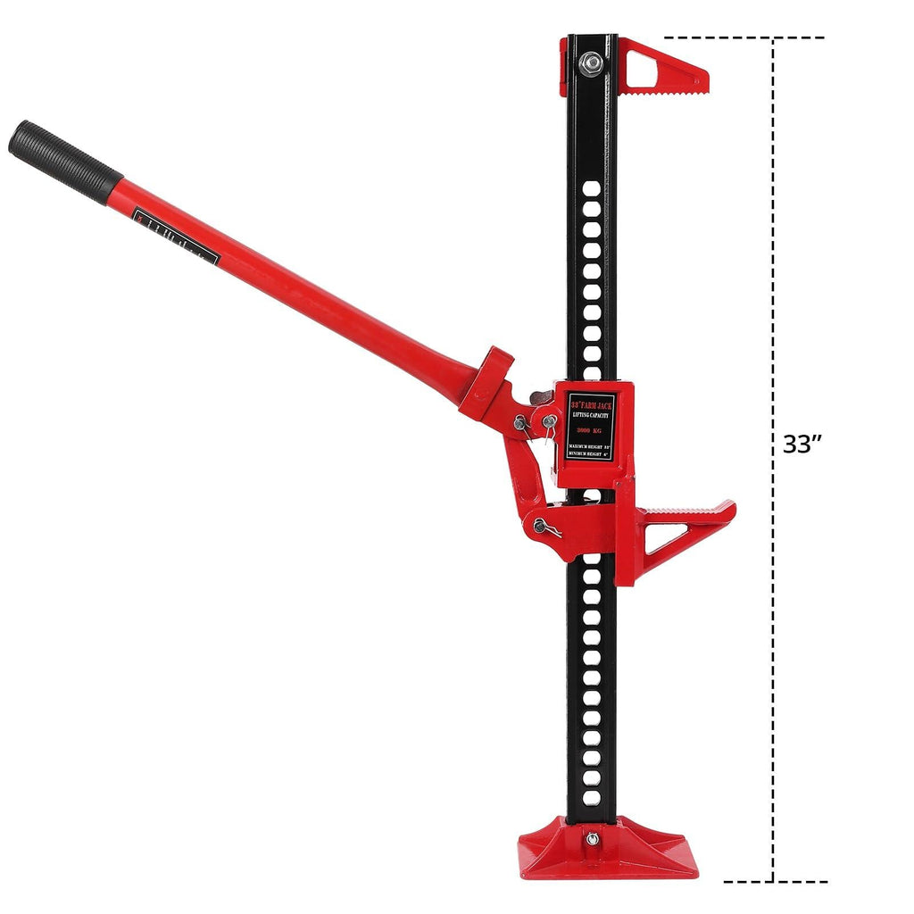 Garvee 3 Ton Capacity Car Jack - 33" Ratchet Off-Road Farm Jack, Pointed Head, Heavy-Duty Steel, Rust-Resistant Coating