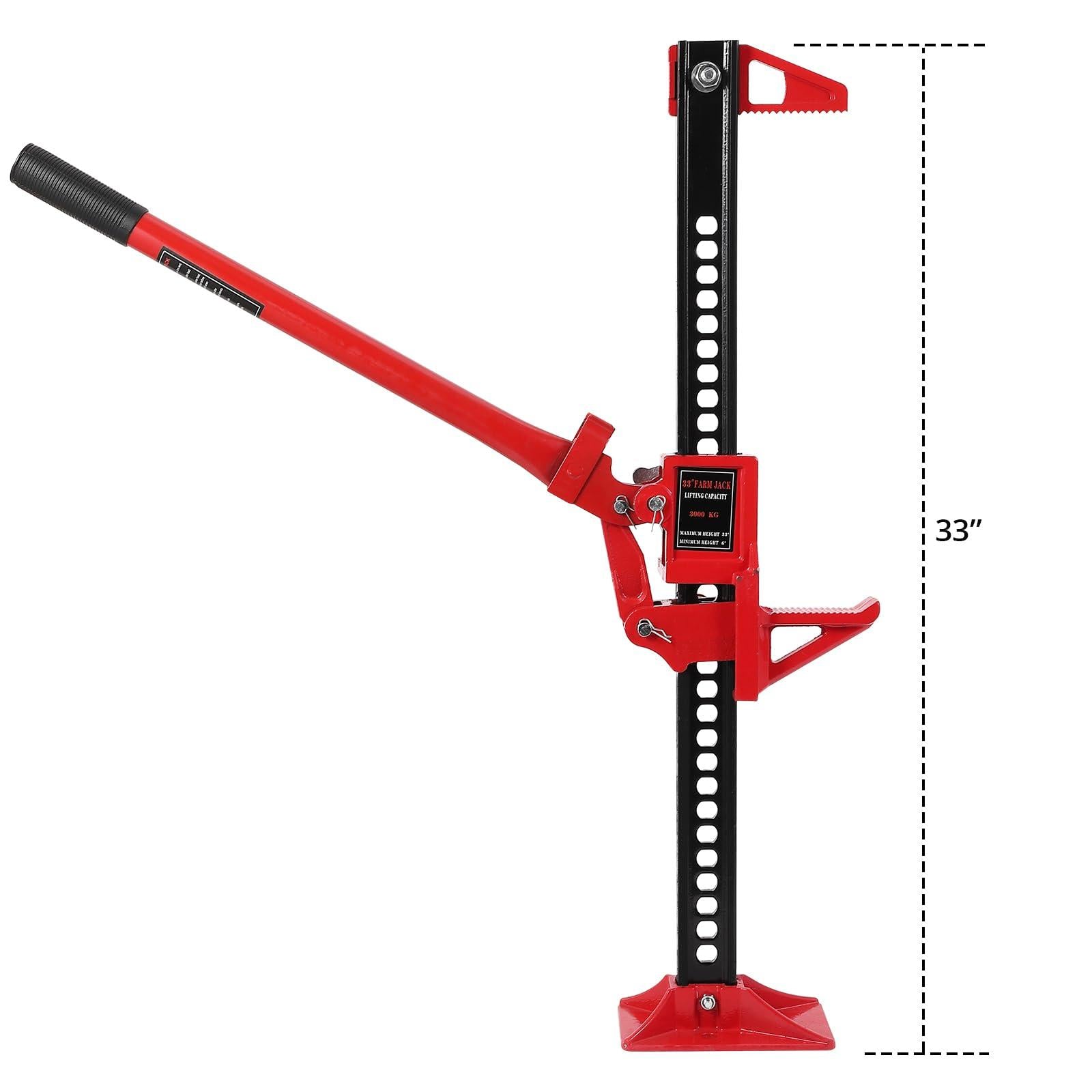 Garvee 3 Ton Capacity Car Jack - 33" Ratchet Off-Road Farm Jack, Pointed Head, Heavy-Duty Steel, Rust-Resistant Coating