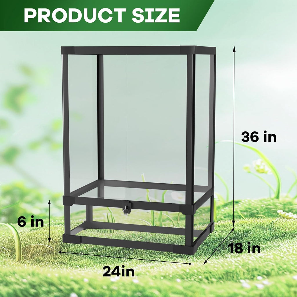 Garvee 67 Gallon Reptile Tall Glass Terrarium with Double Hinge Door & Top Screen Ventilation, ABS Plastic & Aluminum Frame, Side Nets & Glass Panels, Easy Assembly, Reptile Breeding Habitat